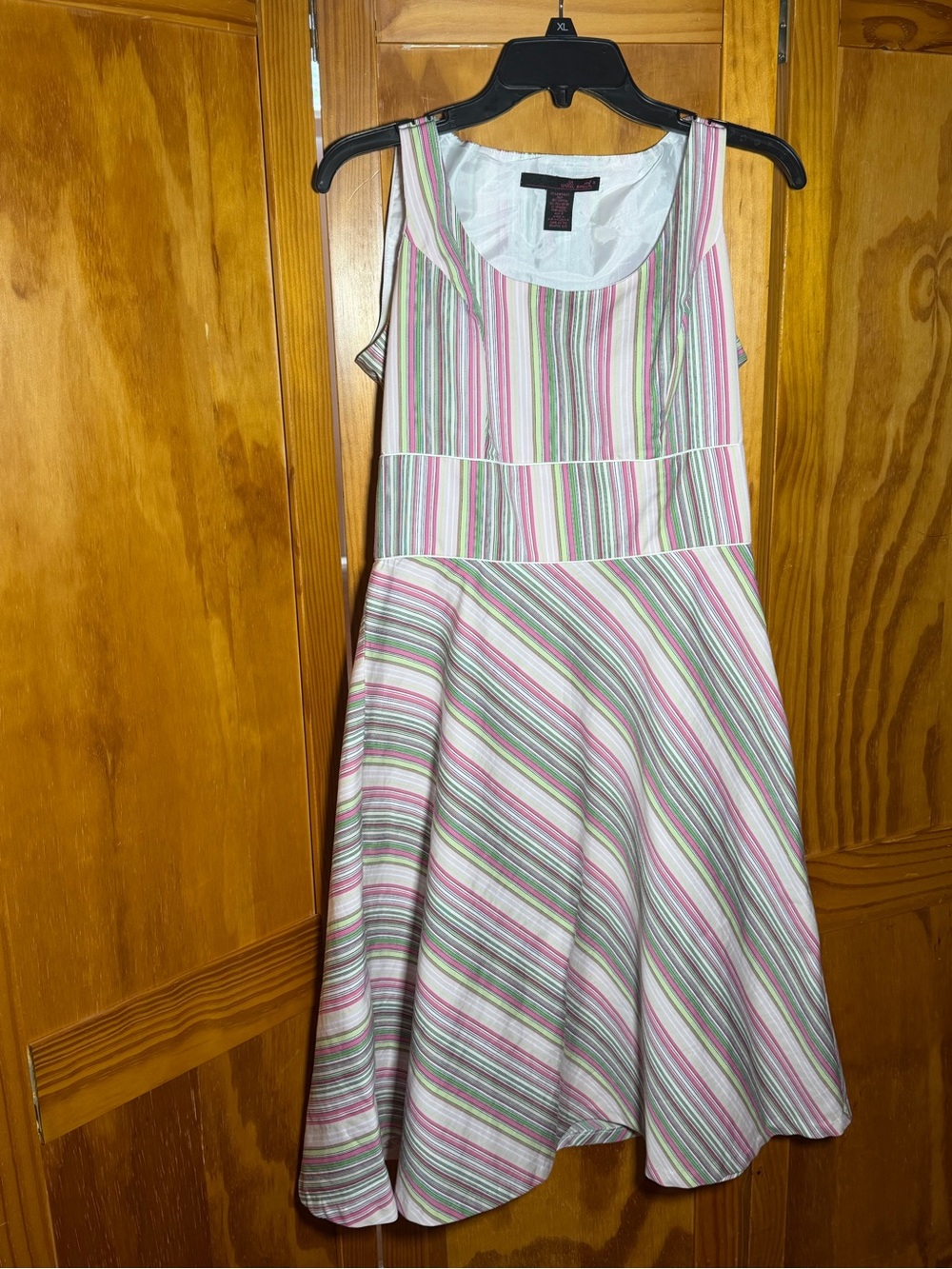 Y2K Willi Smith Pink, Green & White Striped Sleeveless Dress|Sz 6|Preppy, Barbie